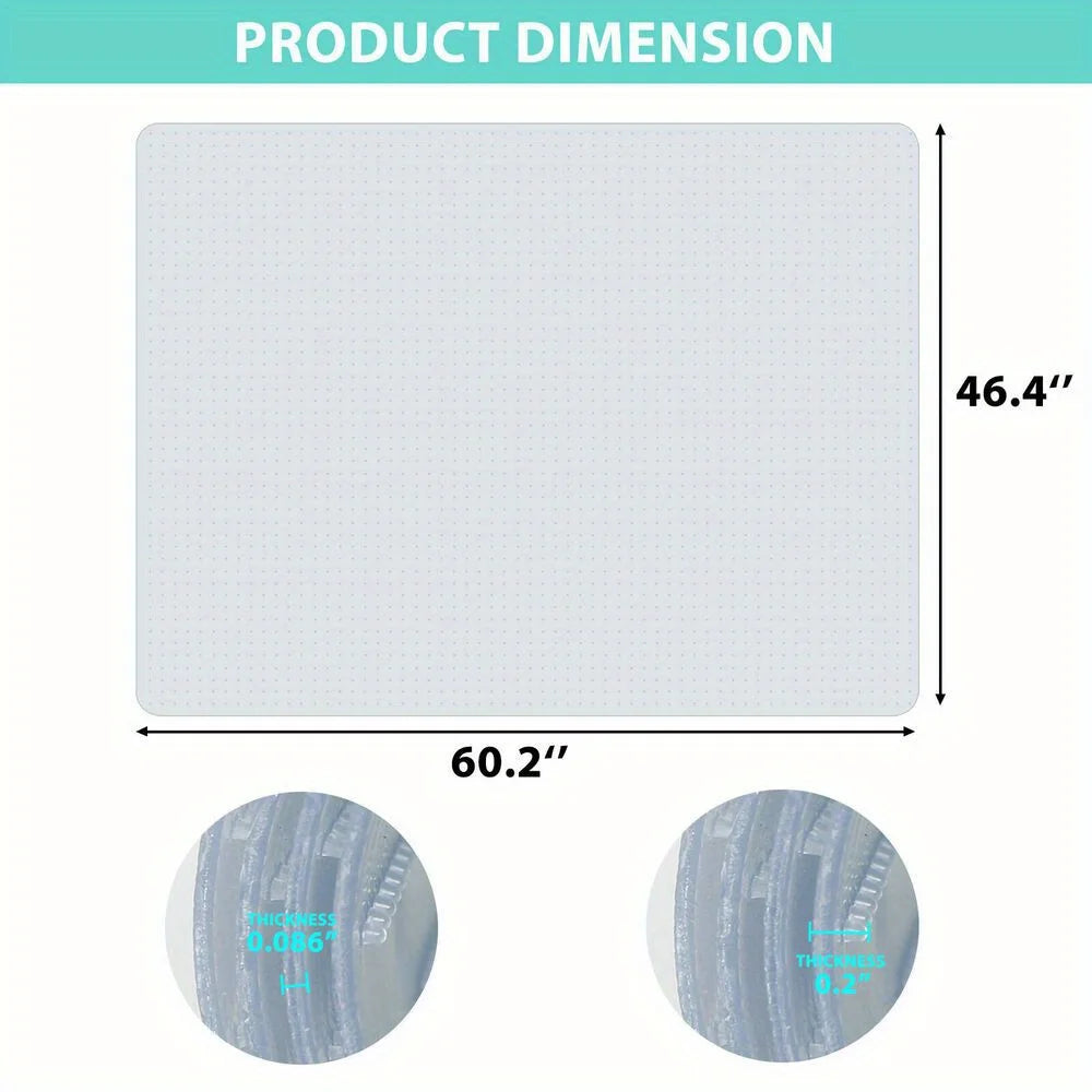 60.2 "x 46.4" PVC chair cushion Home office protective mat non-slip carpet for easy cleaning