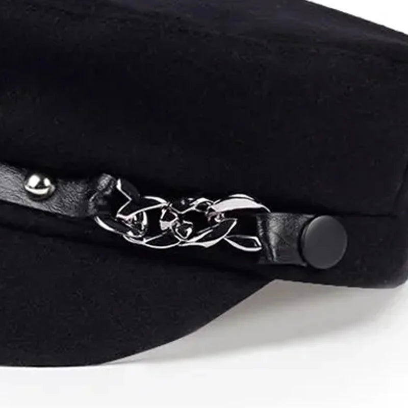 1piece Unisex Rivet Chains Navy Cap Outdoor Sunscreen Leisure Hat Spring Autumn Travel Tourism Beach Vacation