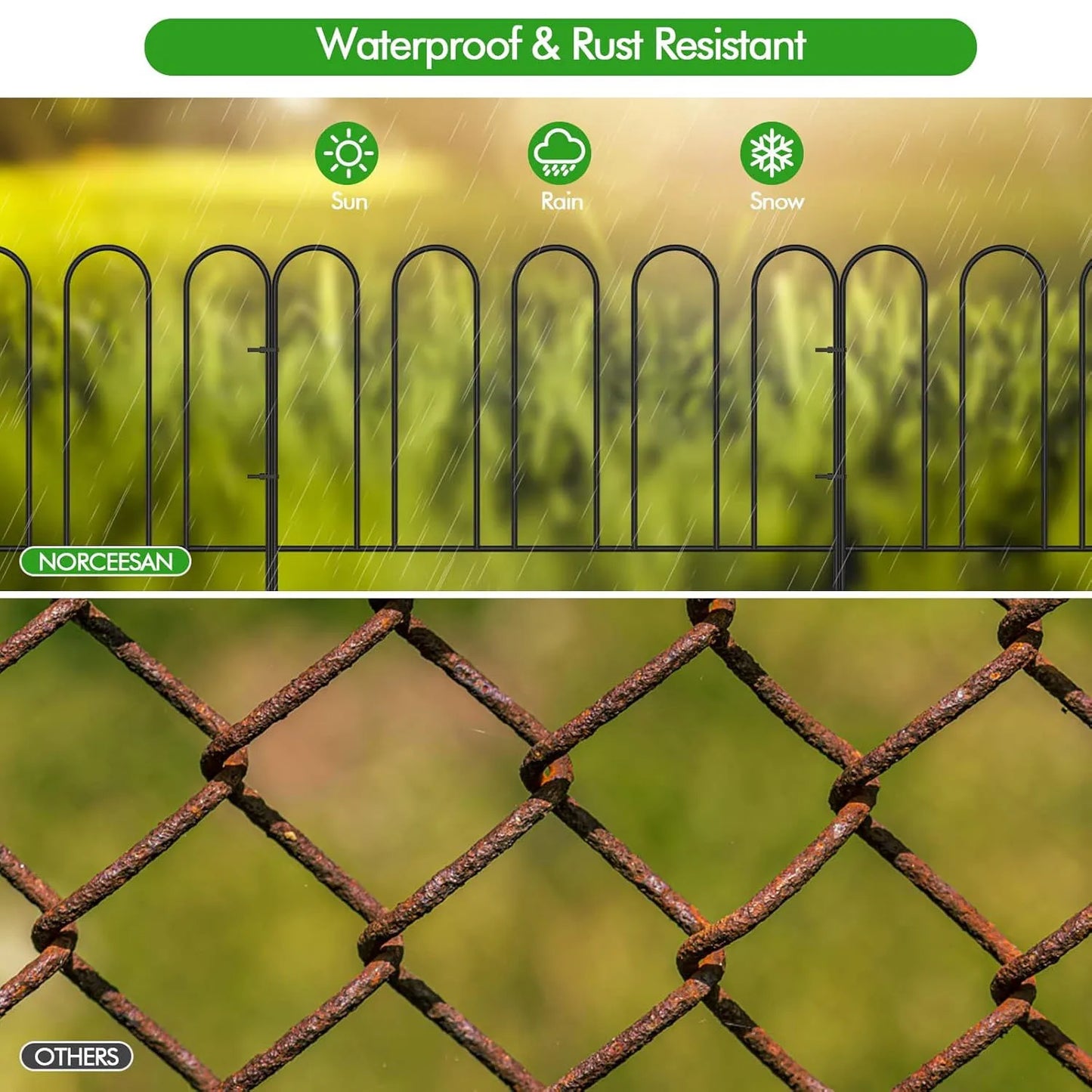 Small Garden Fence, 10ft L Rustproof Metal Border, No-Dig Animal Barrier for Dogs & Flower Bed Edging, Decorative Yard Fencing.