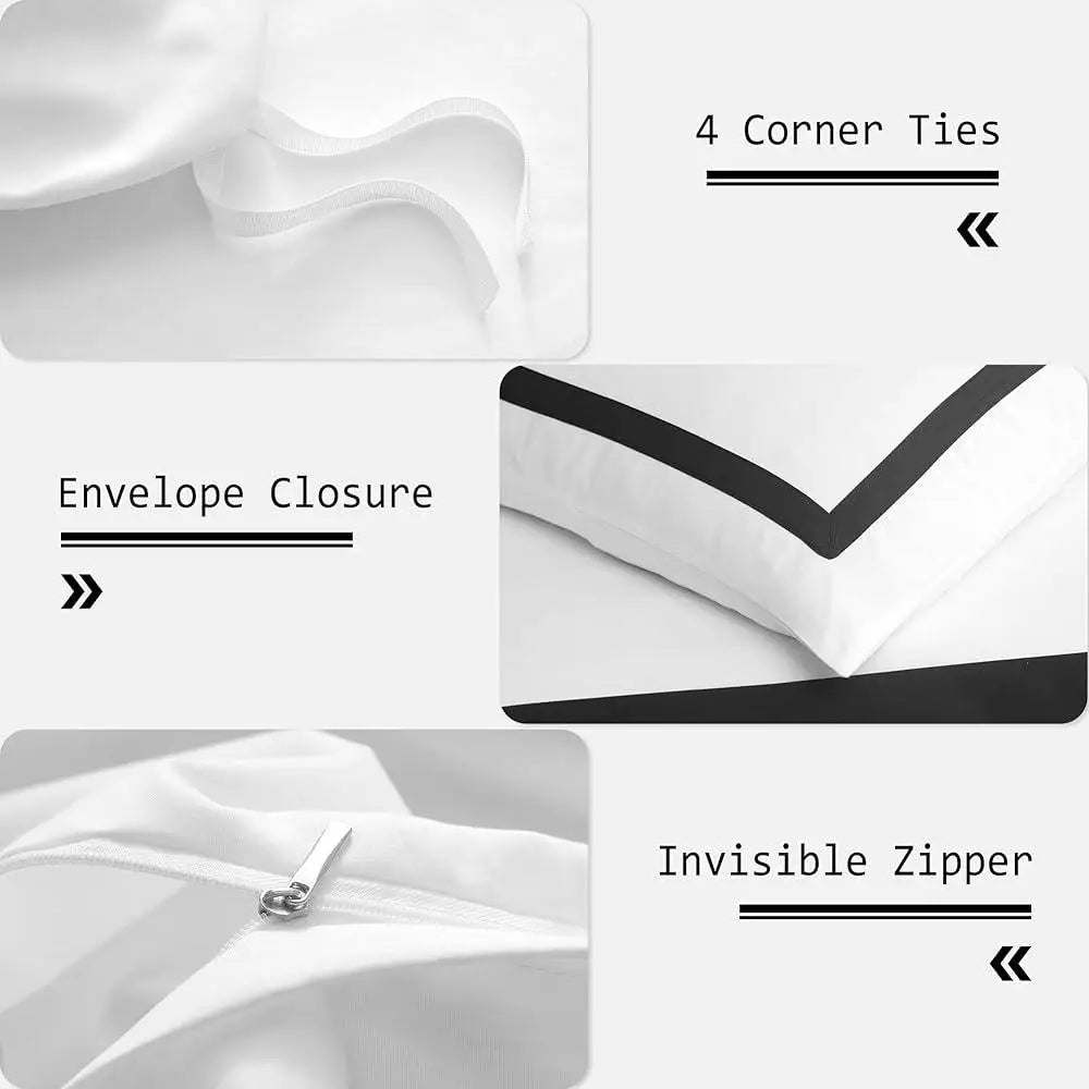 Microfiber Duvet Cover Set Queen Size 3Pcs Ultra Soft Breathable Bedding Collection with Zipper Closure and Pillow Shams