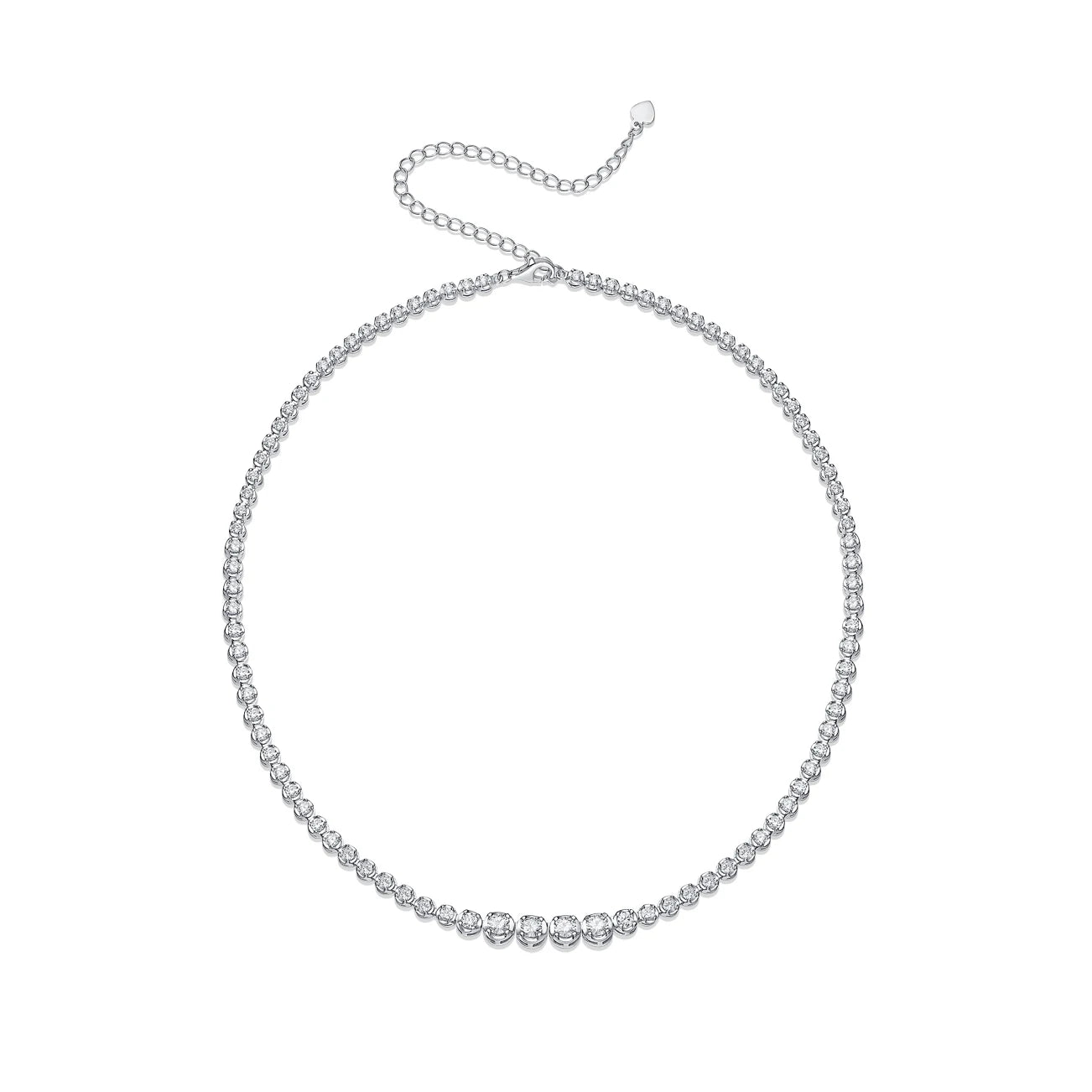 JIUZUAN 925 silver moissanite necklace 4mm casual fashion light luxury women's senior gift with certificate authentication
