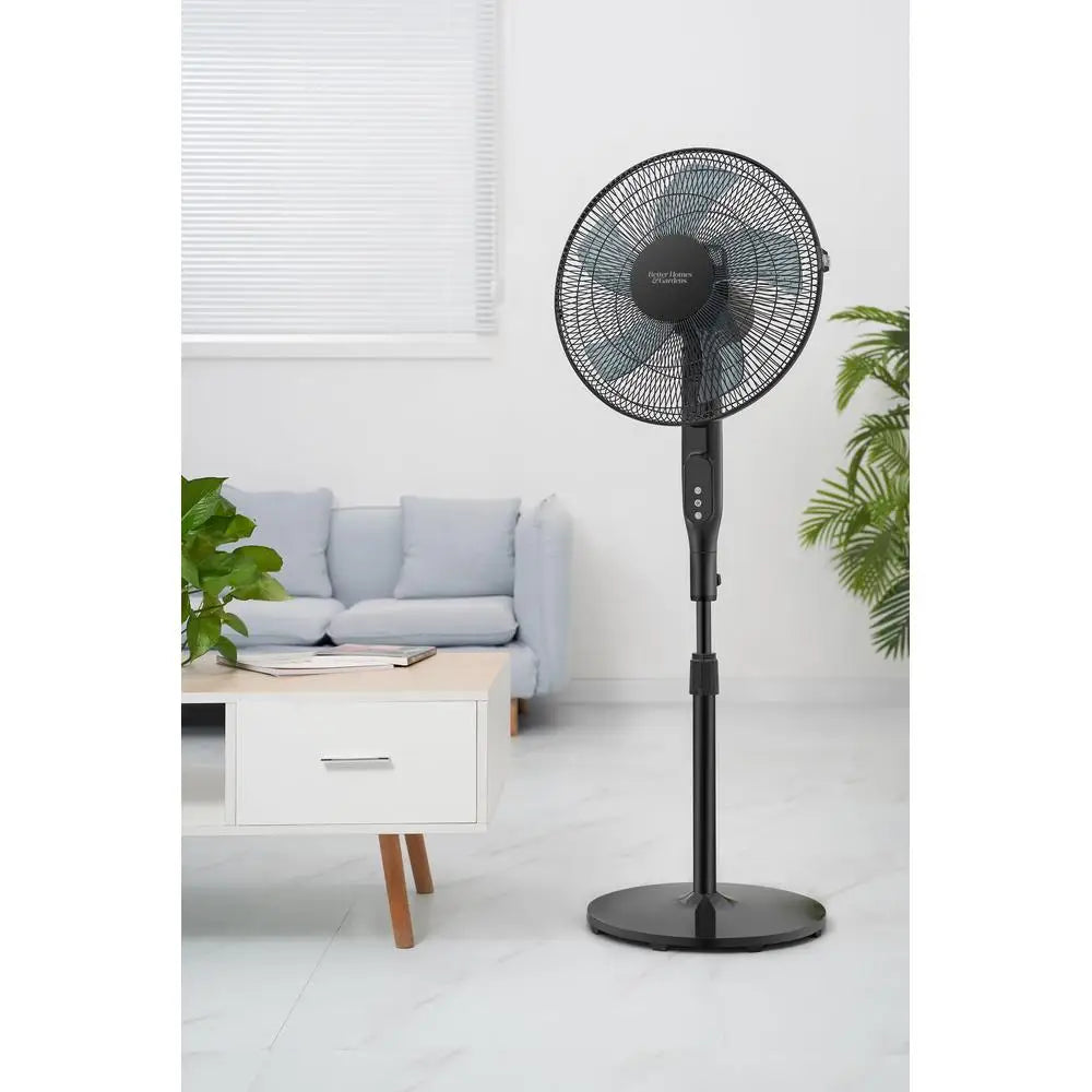 16 Inch 12 Speed Oscillating Pedestal Fan Remote Control Adjustable Height Programmable Timer Indoor Cooling Free Standing