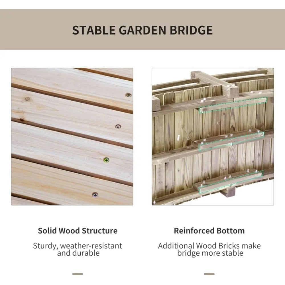 Garden Bridge 5 FT, with Double Safety Railings, Classic Arc Footbridge for Pond Landscaping, Backyard, 60" L x 26.5" W x 19" H