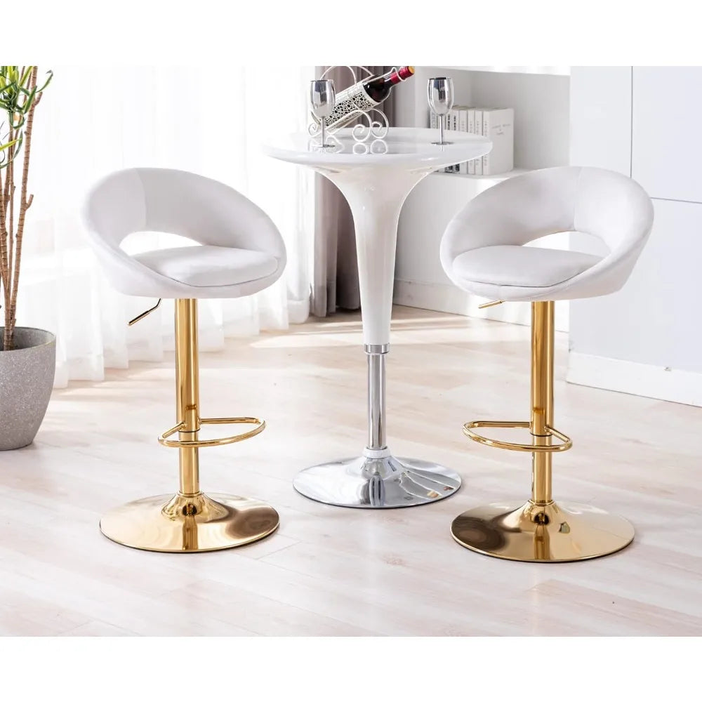 Counter Height Bar Stools Set of 4 Swivel Barstools with Low Back Modern Adjustable Bar Chairs with Gold Base Upholstered