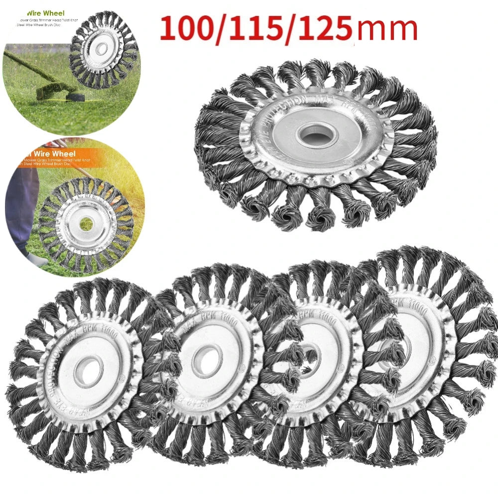 8-4inch Steel Wired Grass Trimmer Head Lawn Mower Brush Disc Twist Knot Brush Steel Wire Wheel Brush Disc Lawnmower Garden Tools