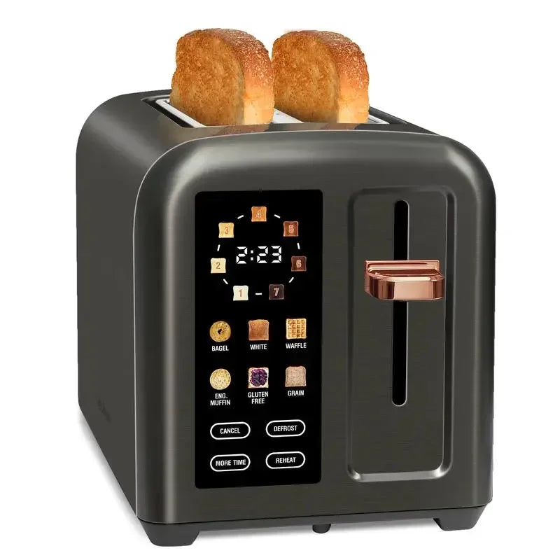 Toaster 2 Slice, Stainless Toaster LCD Display&Touch Button, 50% Faster Heating Speed, 1.4'' Wide Slots Toaster