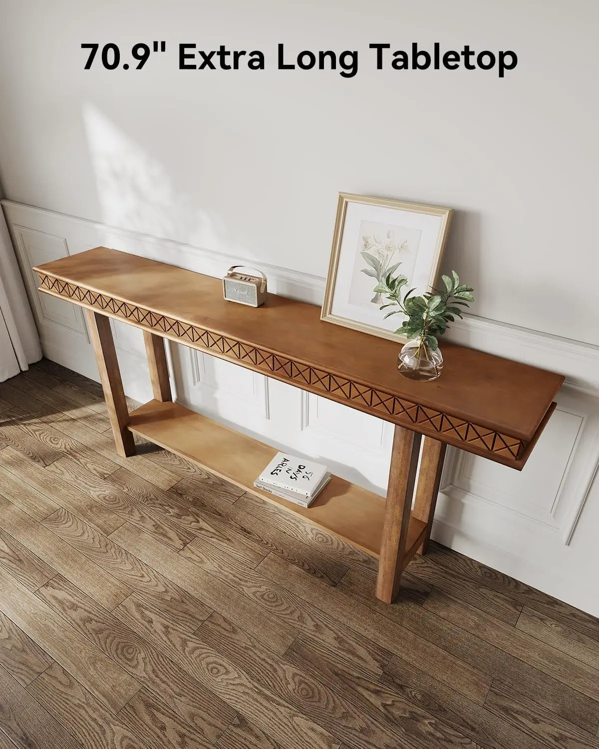 70.9-Inch Narrow Long Console Table, Vintage Solid Wood Entryway Table with Storage Shelf, Sofa Table Behind Couch,Foyer,Hallway