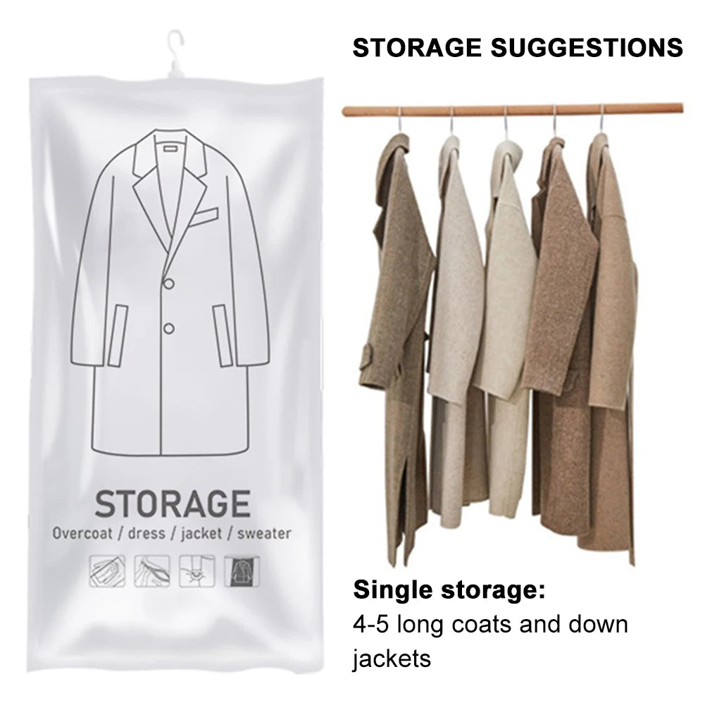 Space Saving Seal Organizer Hanging Vacuum Storage Bags Space Saving Seal Wardrobe Compressed Bag for Clothes Suits Dress Jacket