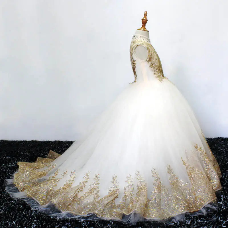 Girls' Autumn and Winter Fashion Dresses, Evening Dresses, Birthday Dresses, Catwalk Flower Girl Dresses, Oversized Trailing Beautiful Princess Dresses
