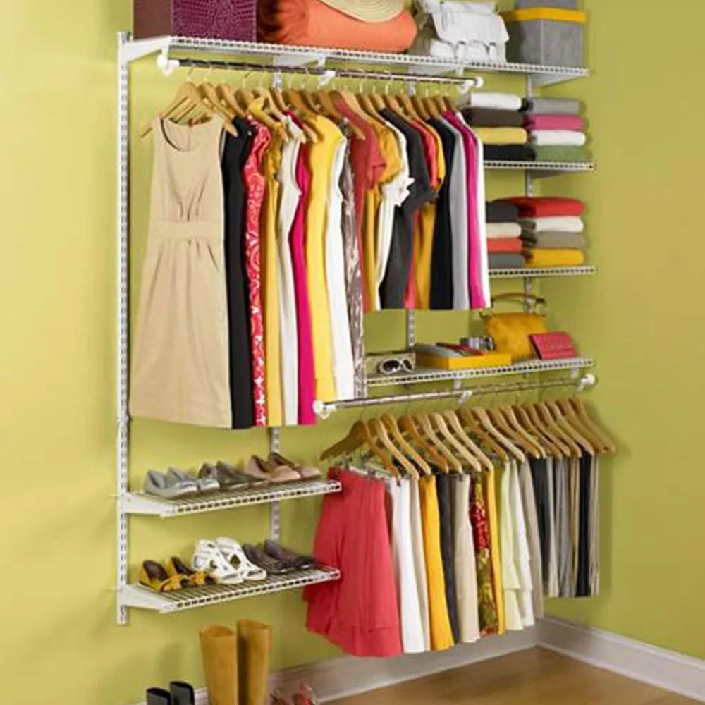 NEW-Configurations Deluxe Custom Closet Kit 3-6 Ft.Adjustable Metal Wire Shelving White Finish Expandable Organization System