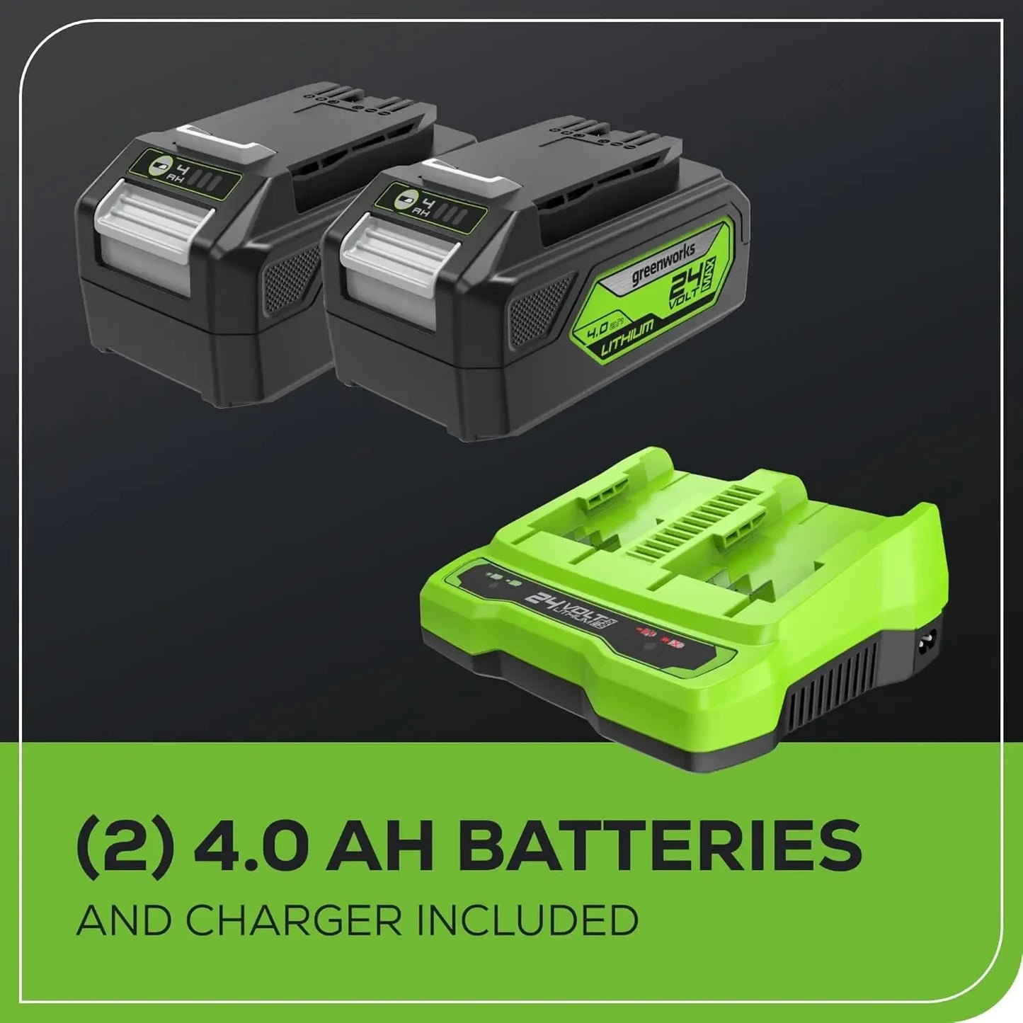 48V (2x24V) 17" Brushless Mower+12" String Trimmer +320CFM Blower,(2) 4.0Ah Batteries and 2A Dual Port Charger