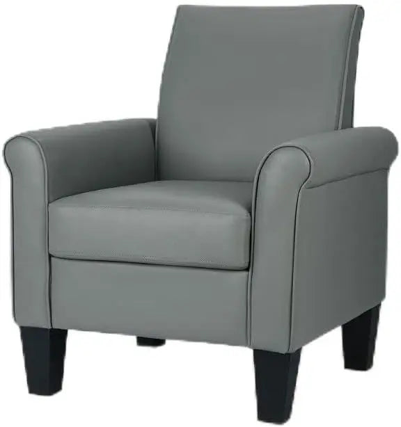 Mid-Century Modern Leather Accent Chairs Overstuffed Leather Living Room Chair Upholstered Comfortable Club Chair