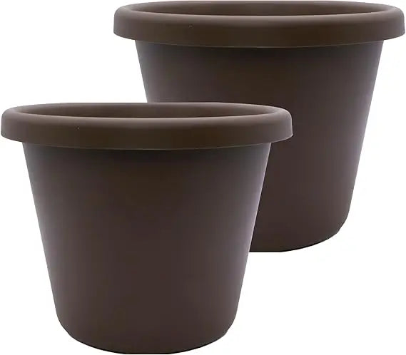 The HC Companies Classic Round Plastic Plant Pot w/Rolled Rim - Lightweight & UV Resistant Flower Pot for Herbs & More - Outdoor