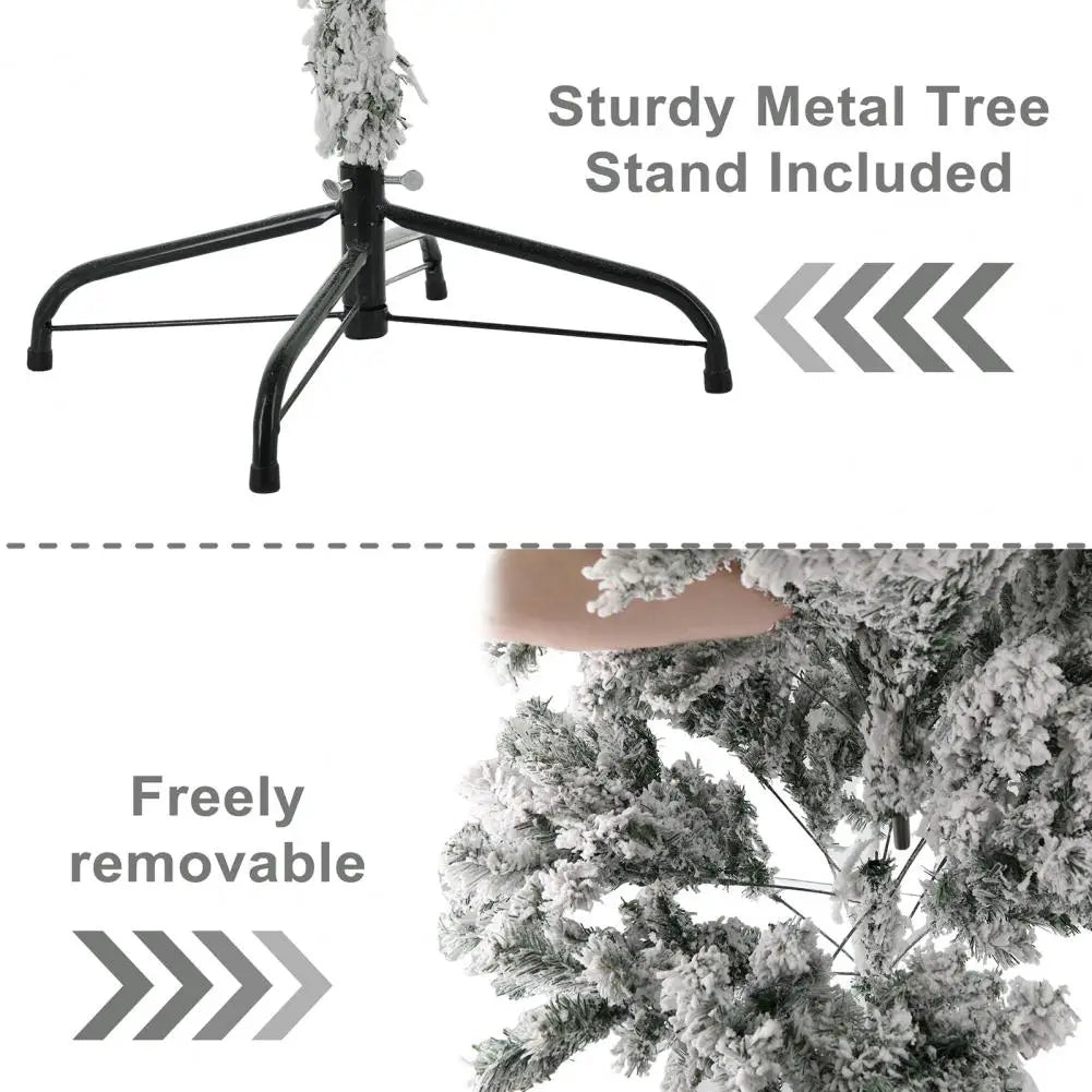 Artificial Christmas Tree 1.8m Snow Flocked Design Pine Tree Snow Christmas Holiday Pencil Tree Snow Xmas Trees with Metal Stand