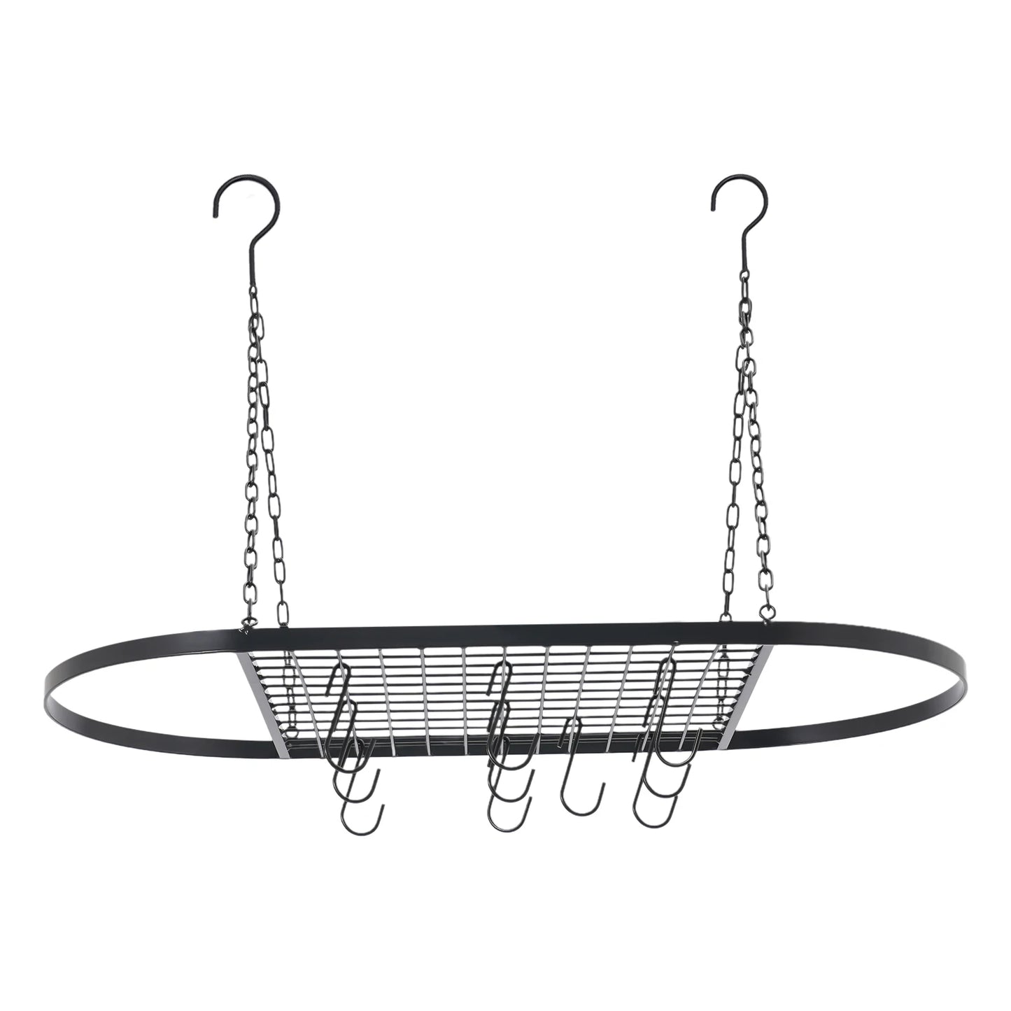 Iron Ceiling Mounted Pot Rack with Grid and Hooks, Simple Installation and Cleaning