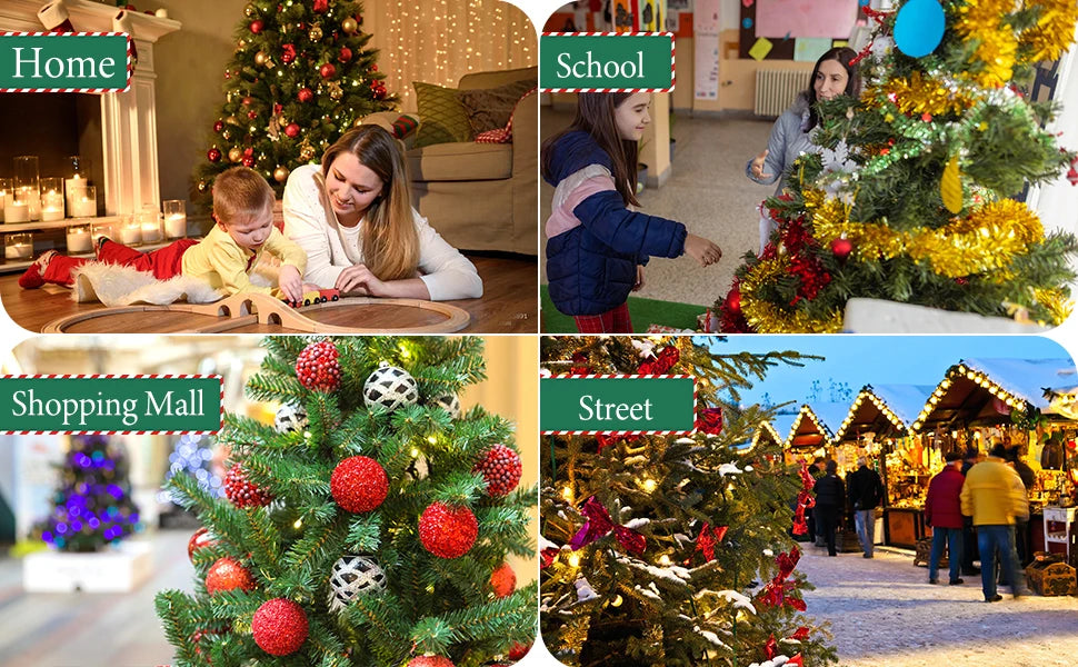 7.5 Ft Pre-Decorated Pencil Christmas Tree Pre-Lit Holiday Tree with Clear Lights Collapsible for Easy Storage 41 Pine cones