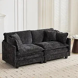 Modular Sectional 2 Seater Cloud Sofa Couch for Living Room,78" Loveseat Couch with Deep Seat,Modern Chenille 2 Seat Sofas,Fluf