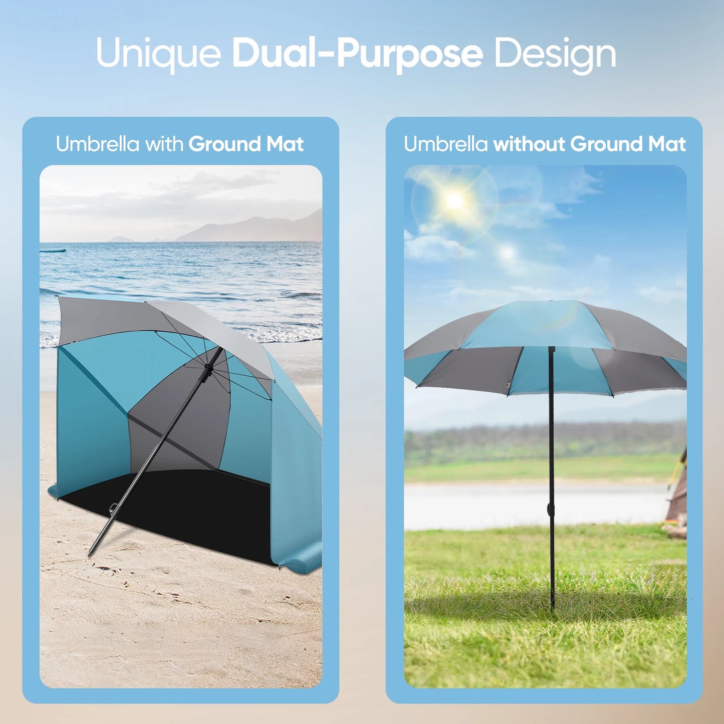 Beach Umbrella Canopy Tent Sun and Rain Canopy Umbrella with Side Flaps Groundsheet Portable Shade Sun Canopy Umbrella
