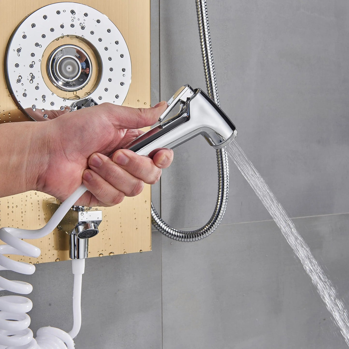 ALENARTWATER Bathroom Shower Panel LED Waterfall Shower Water Top Spray Temperature Display Faucet Back Massage with Water Tap