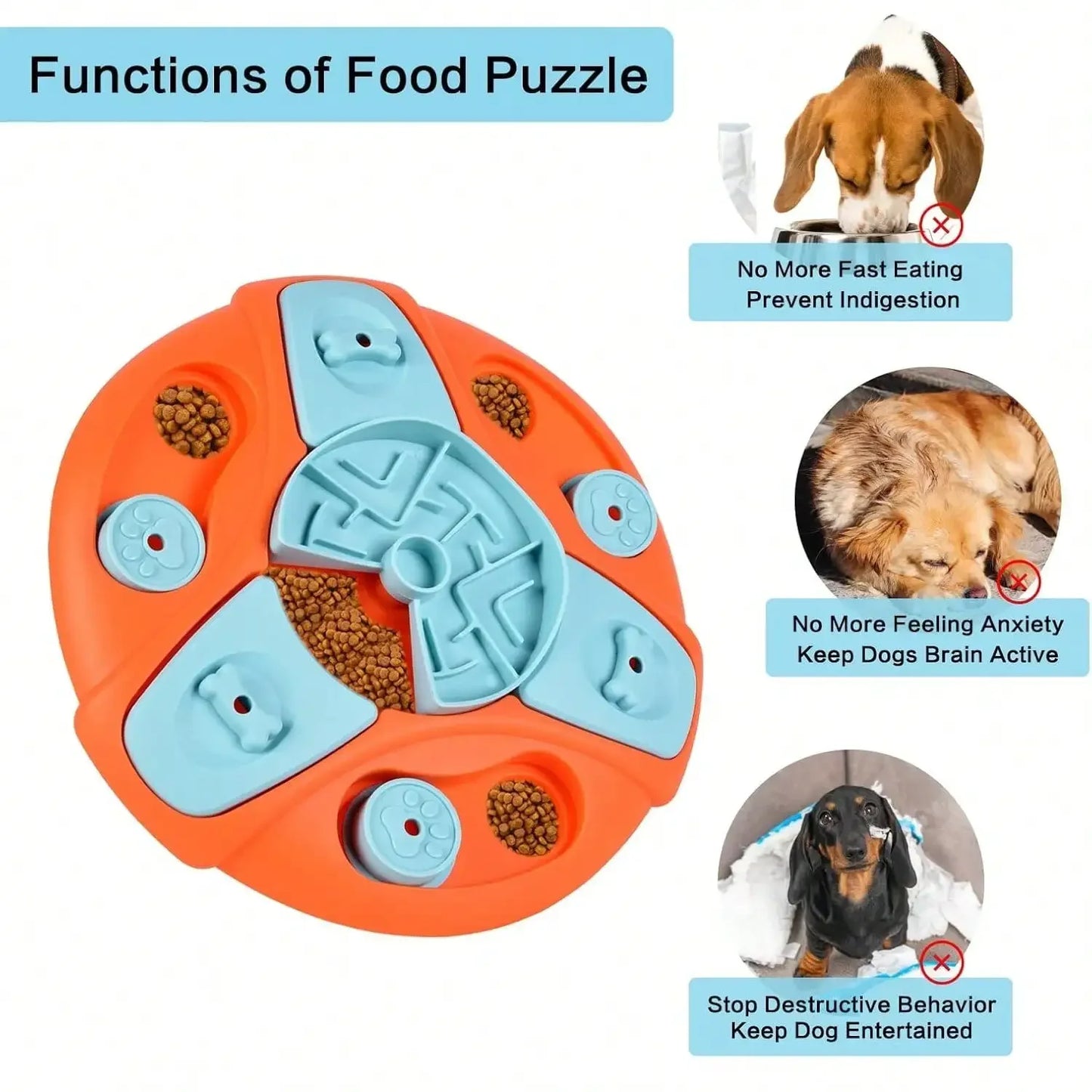 Pet Slow Feeders Toys, Interactive Pet games, Round Educational Toys, Dog Food Storage, Improve Pet IQ