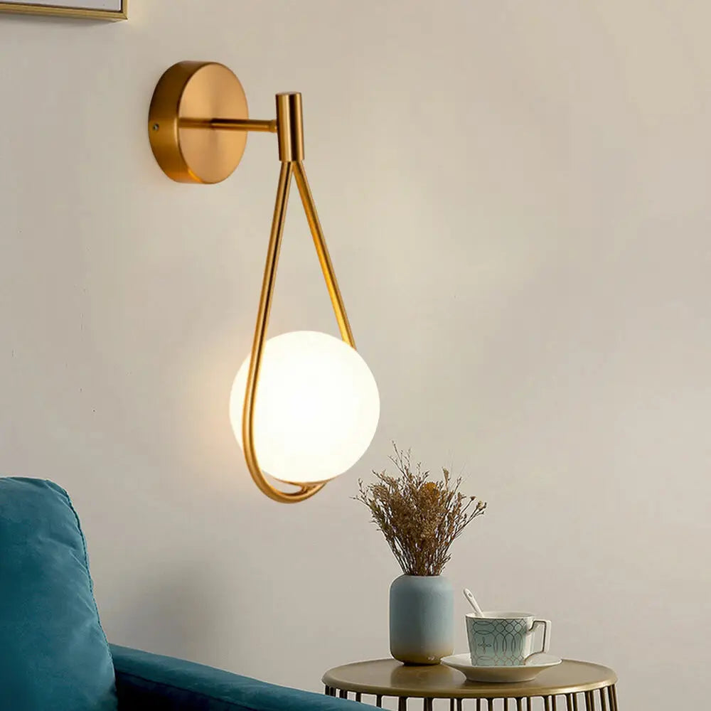 Modern Glass Ball Wall Lamp Wall Sconce Light Fixtures Fit Bathroom Bedroom Gold