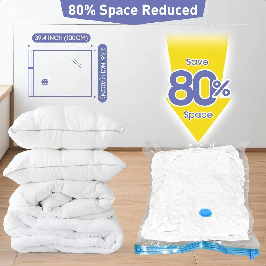 10 Pack Jumbo Vacuum Storage Bags with Hand Pump 80 Storage Space Saving Sturdy LeakFree Space Saver Vacuum Seal Bags for Cloth