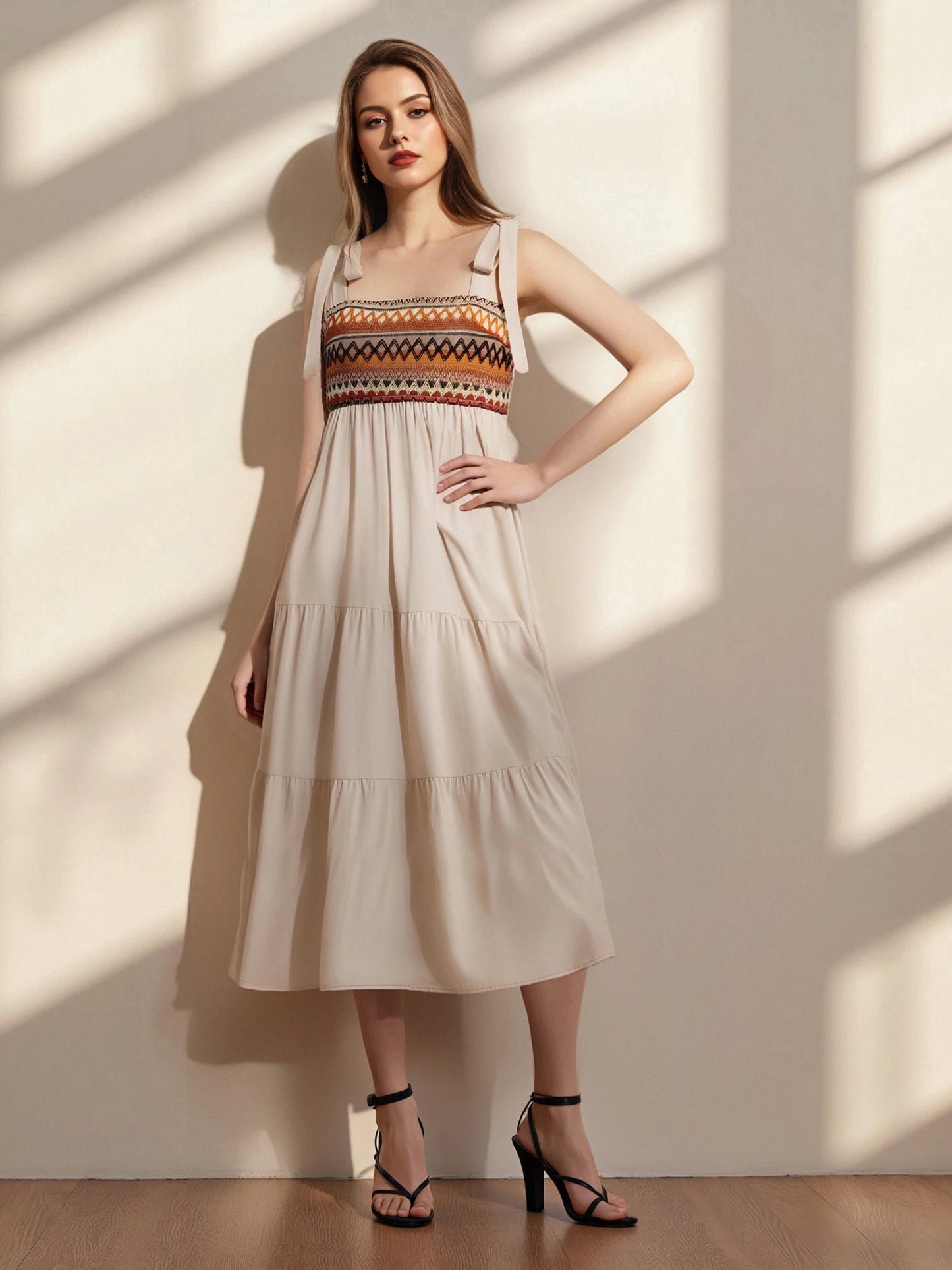 Bohemian Floral Print Off-Shoulder Maxi Dress with Ruffle Hem and Tie Waist Detail for Women Summer Beach Party