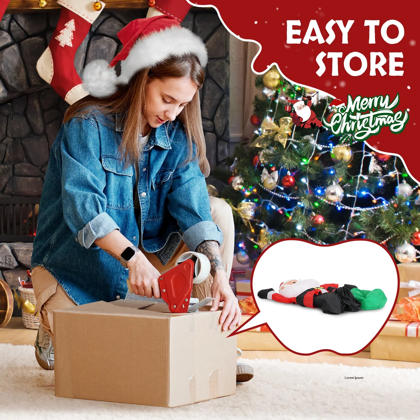 6 FT Lighted Christmas Inflatable Decoration, Inflatable Santa Claus with Large Gift Bag, Funny Blow Up Yard Decorations