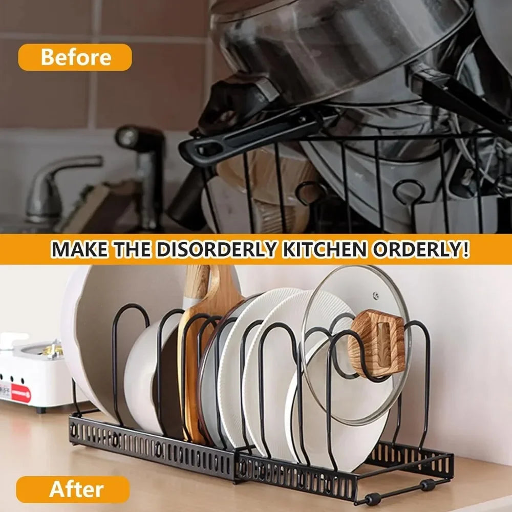 2 Pack Expandable Pot Lid Rack Organizer, Pans Organizer Rack, Pots and Pans Organizer Rack Cookware Set Organizer