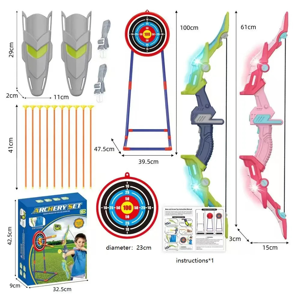 Bow and Arrows Kids Archery Bow Practice Recurve Bow Indoor Outdoor Sports Game Hunting Shooting Toy Boys Gift Bow Kit Set
