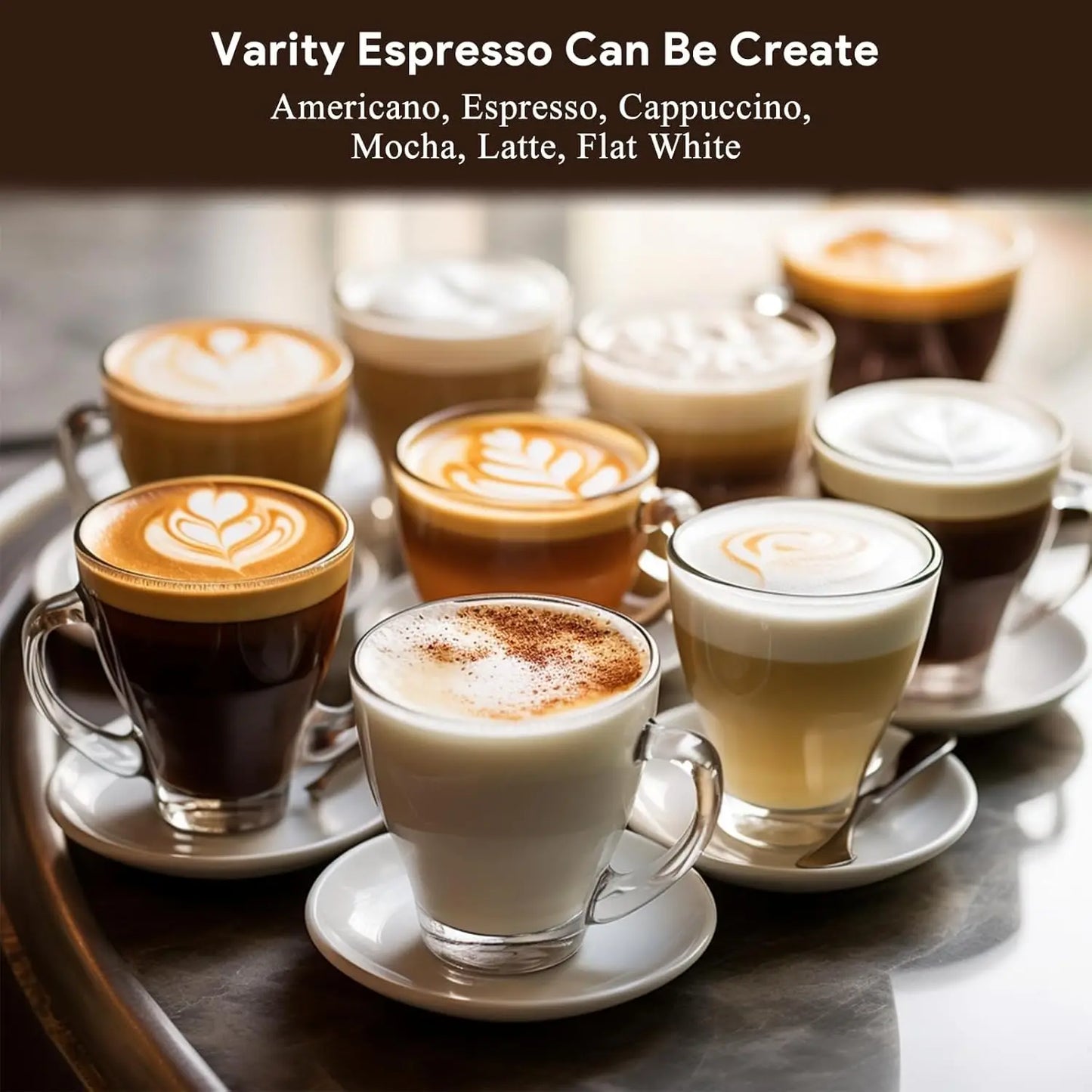Espresso Coffee Machines, Professional Espresso Machine with Steam Milk Frother Cappuccino & Latte & Americano, Stainless Steel