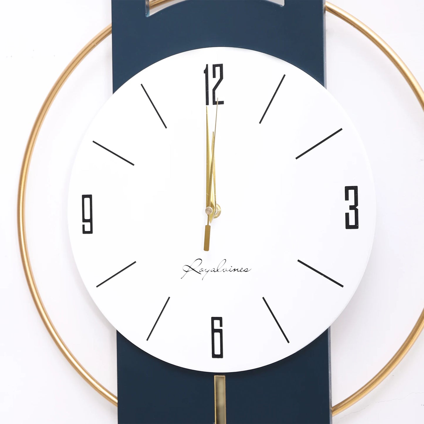 Luxury Modern Wall Clock, 33" Oversized Silent Sweep Movement with 3D Metallic Accents for Living Room & Office Decor (≤20dB)