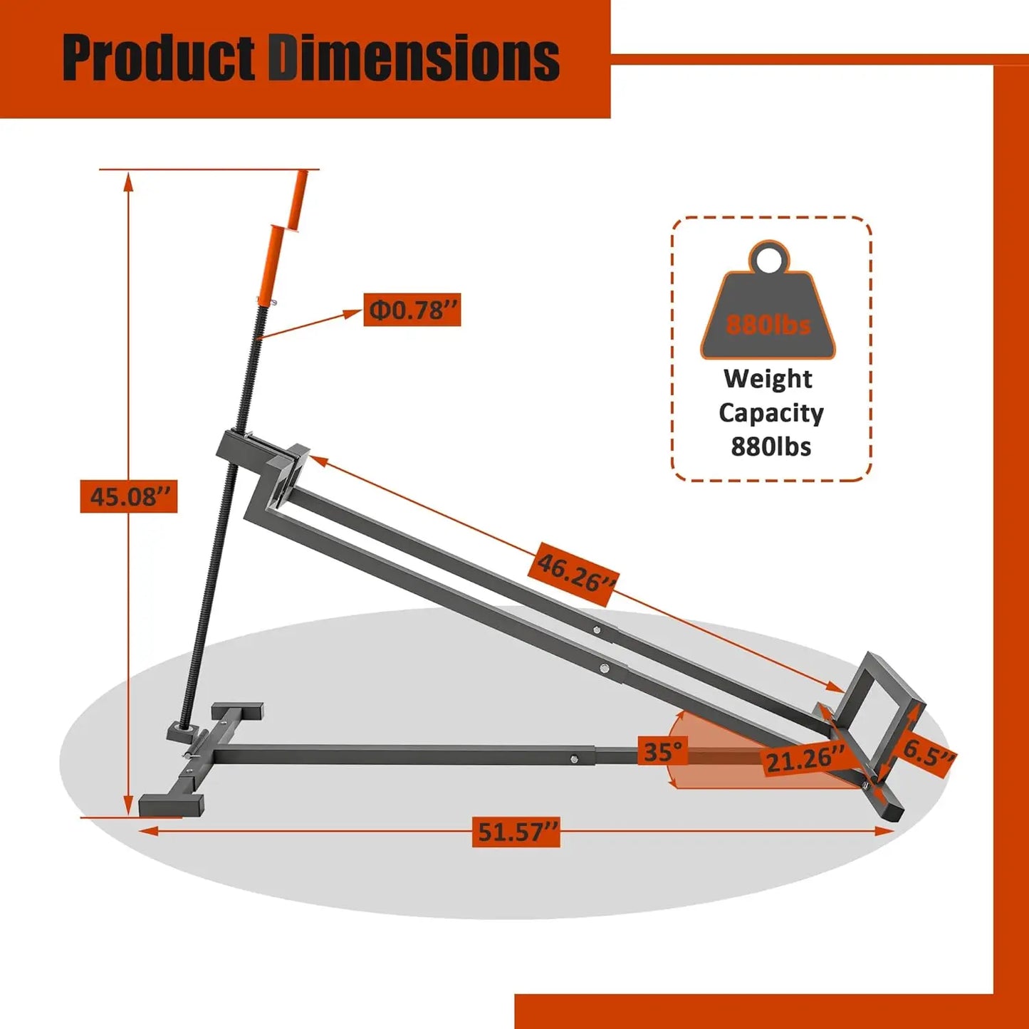 Ride-On Lawn Mower Jack Lift - Telescopic Maintenance Jack for Garden Tractors and Riding Lawn Mowers, 880 lbs Weight Capacity,