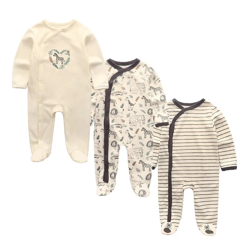 Fashion 3 Pcs Autumn Winter Long Sleeve Casual Sweet Baby Girl Romper 100%Cotton Soft Newborn Jumpsuits Clothes