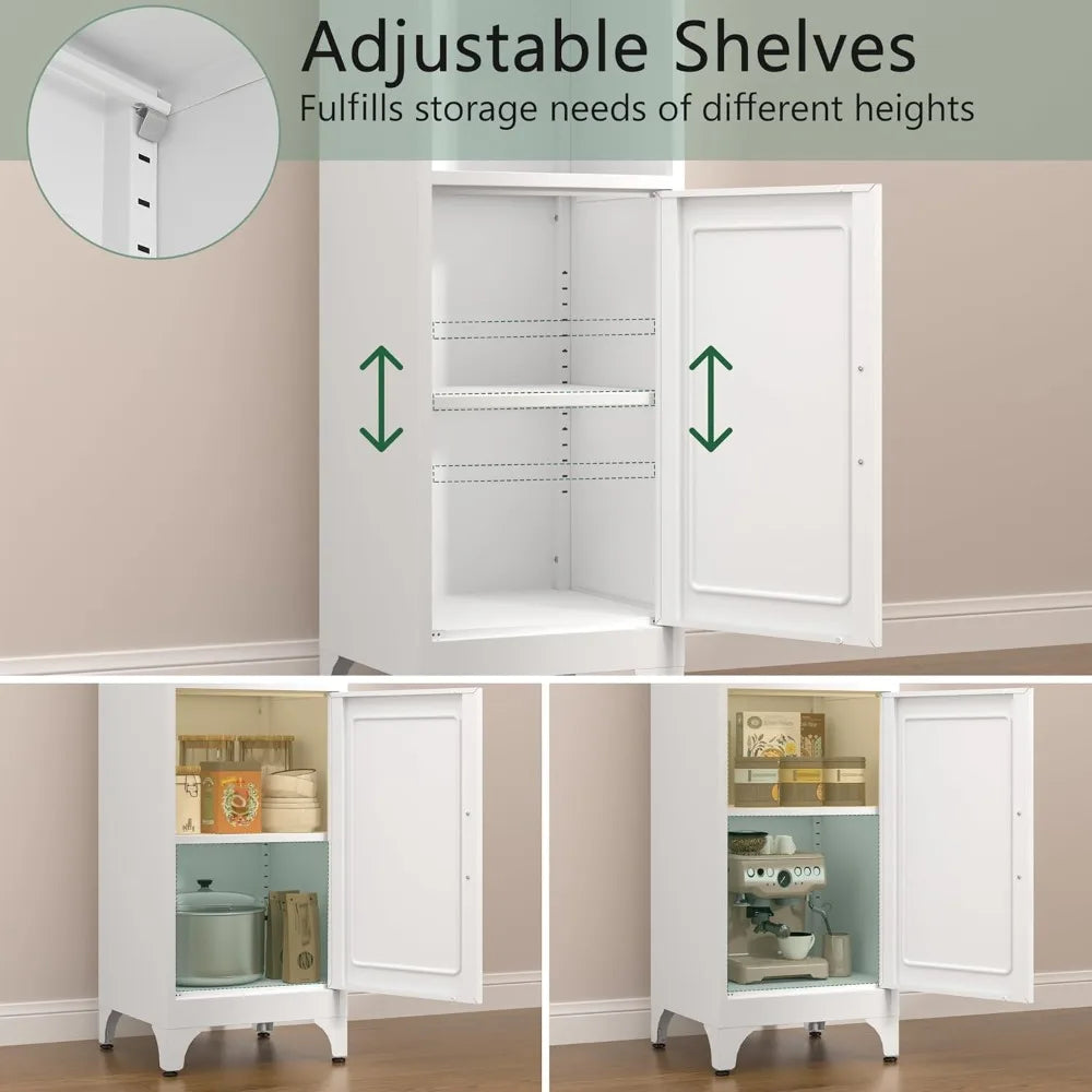Tall Bathroom Storage Cabinet,Metal Freestanding Storage Cabinet with Doors and Shelves,Slim Bathroom Cabinets,