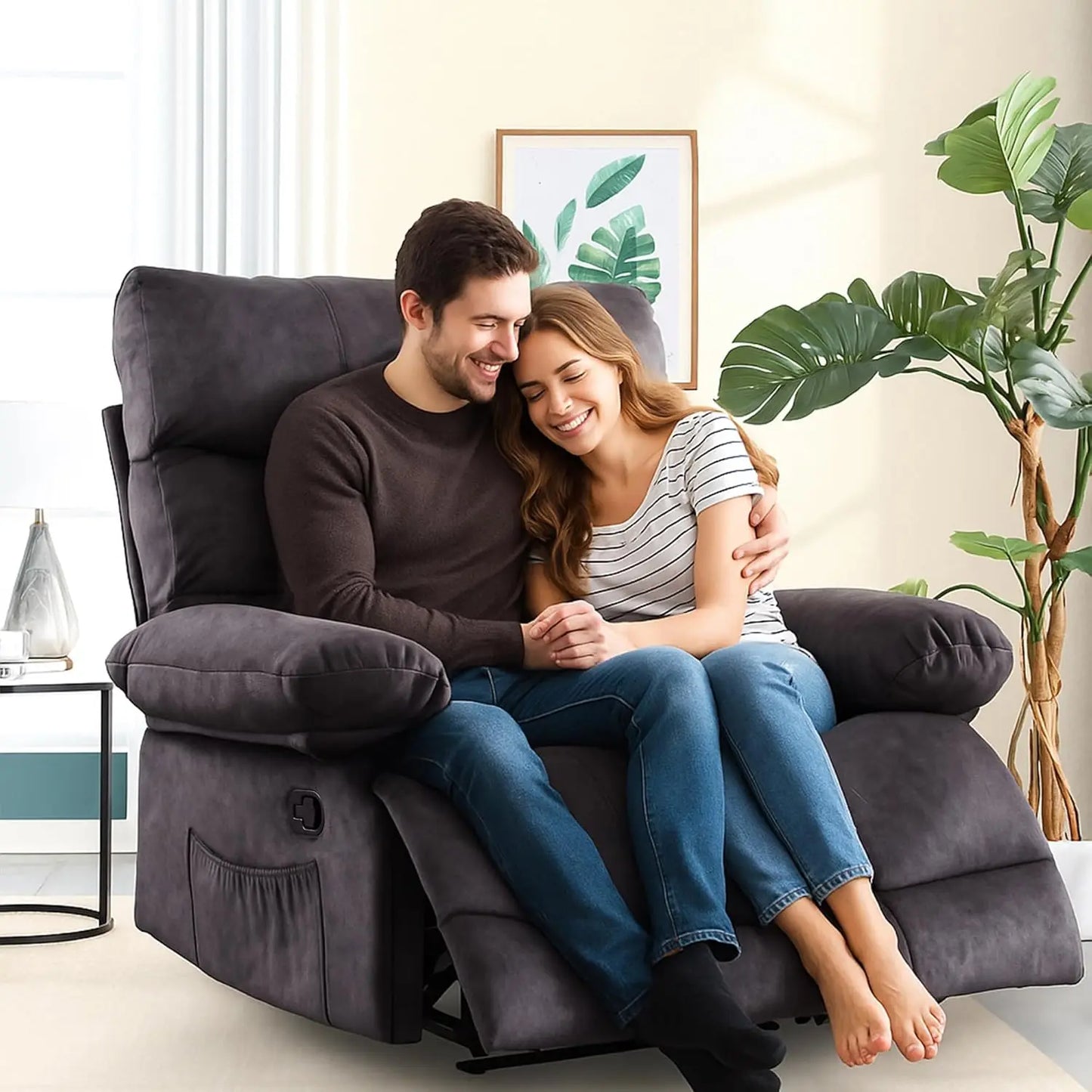 Oversized Recliner Chair for Big and Tall Adults, Extra Wide 28.3" Seat PU Leather Recliner, Heavy Duty Living Room Chair with A