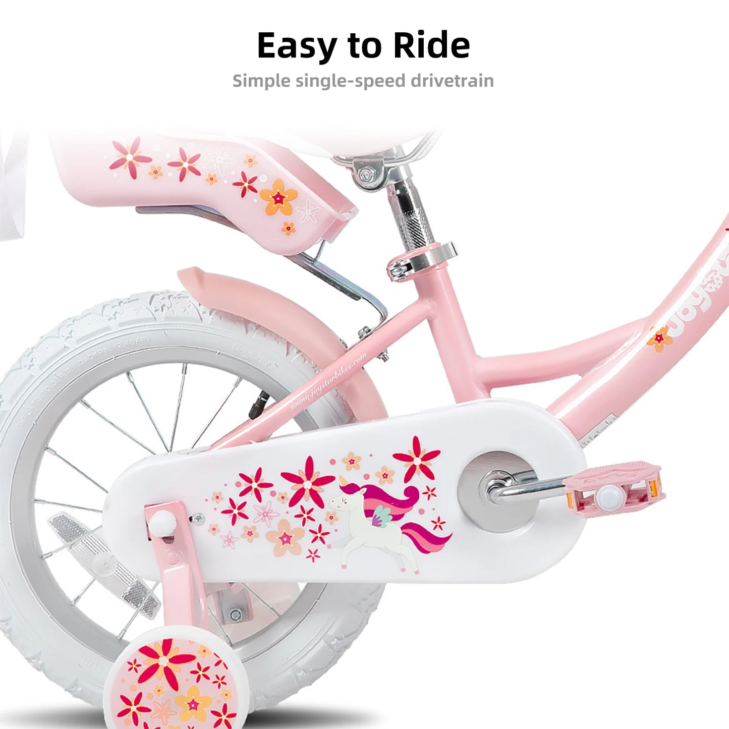 JOYSTAR Kids Bike for Girls Age 2-9 Years, 12 14 16 18 Inch Kids Bike with Training Wheels, Doll Seat, Streamers, Basket, Pink