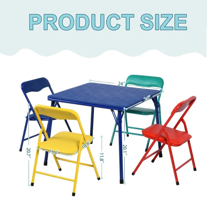 Kids Game Card Table and Chair Set, 5-Piece Toddler Furniture for Playroom & Preschool