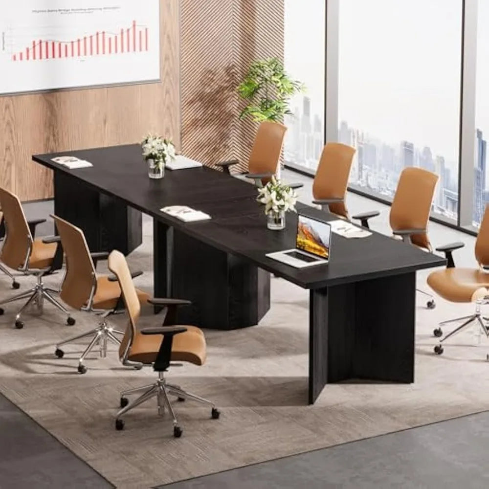 63-Inch Executive Desk, Modern Office Computer Desk with Double Pedestal, Simple Workstations Writing Table Conferenc