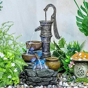 Outdoor Fountain with Lights - Patio Water Fountains Outdoor for Outdoor Gardens Backyards Lawns Balconies Landscaping and Outdo