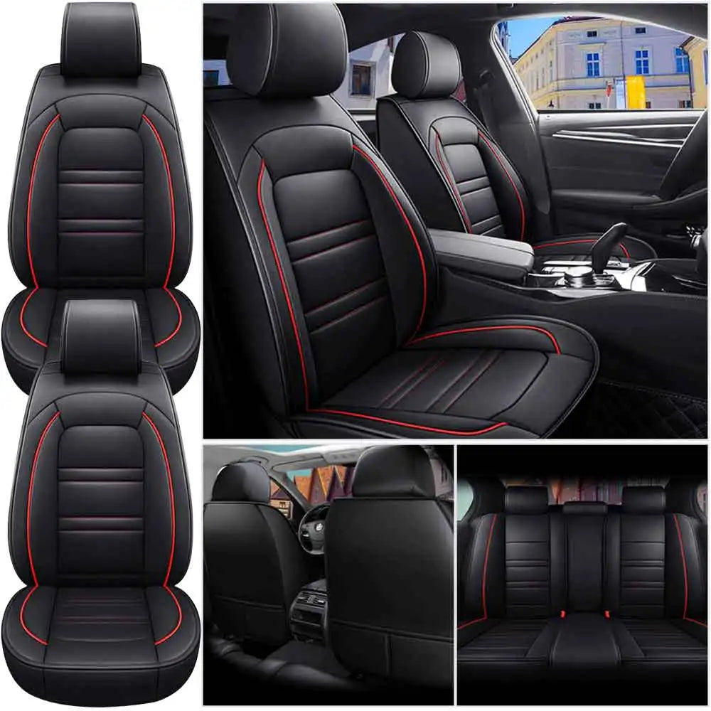 Universal 5-Seat PU Leather Car Seat Covers Full set Front Rear Seat Cushion Anti-scratch Protection Four Season