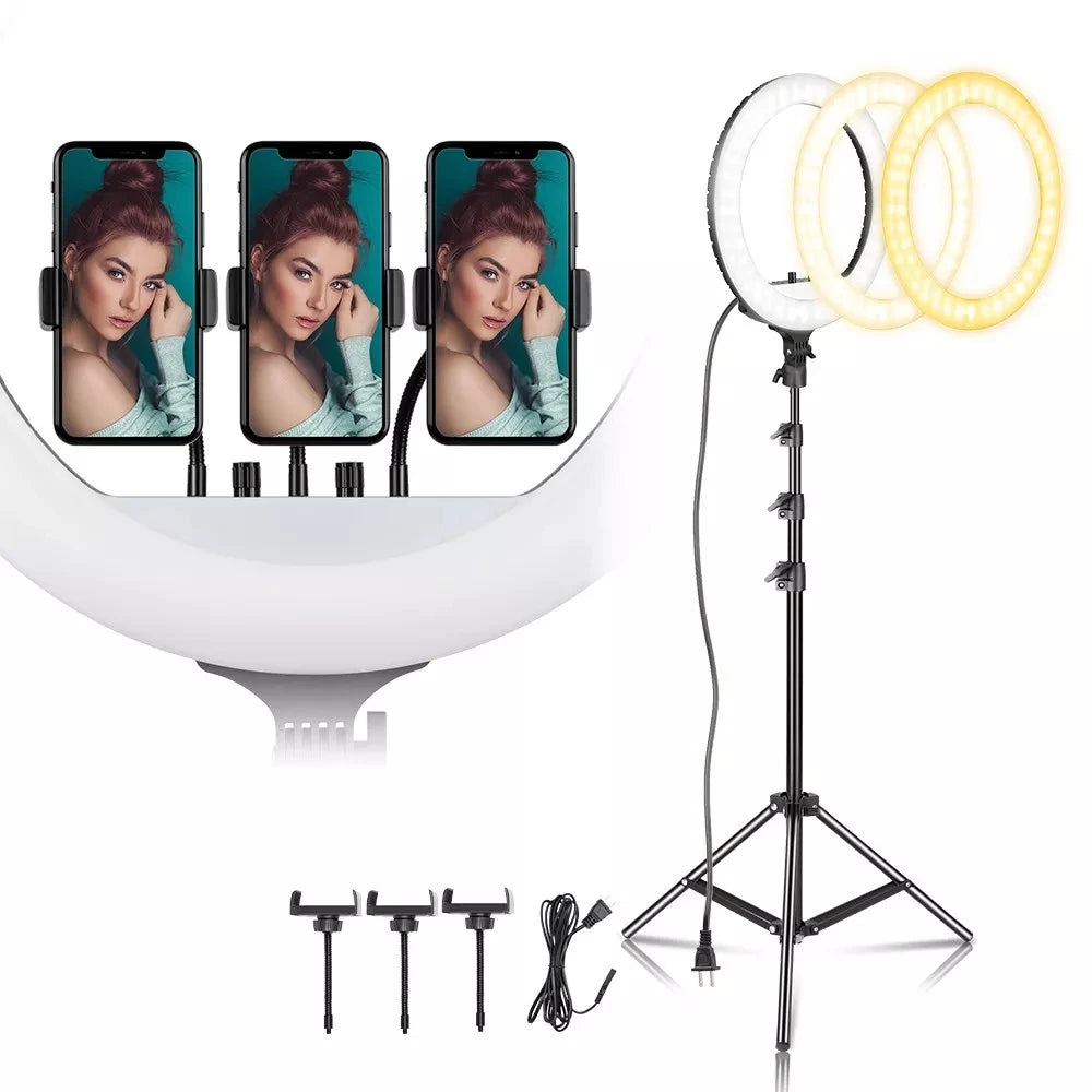 18 Inch UltraThin Ring Light LED Selfie Video Lamp With Tripod Stand Phone Clip For YouTube Live Light Photo Photography Studio