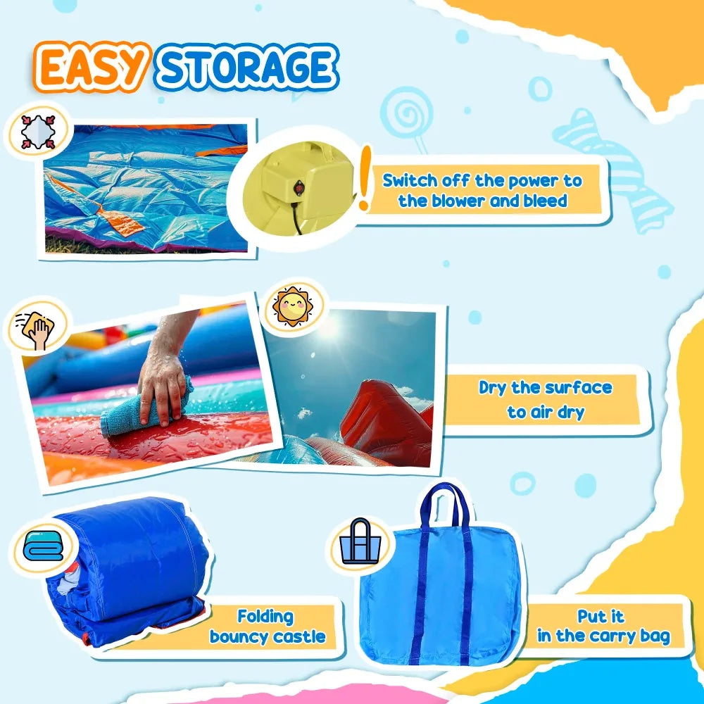 Unicorn 5-in-1 Large Inflatable Bounce House, Inflatable Water Slide for Kids
