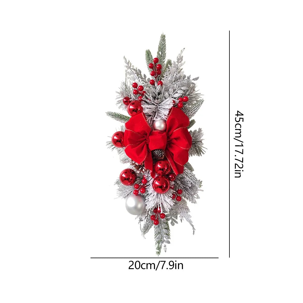Christmas Wreath Pendants Hanging Stairs Garland Xmas Decoration Christmas Wreath Hanging Pendant for Holiday Wall Door With LED