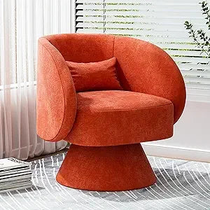 Swivel Barrel Chair, Upholstered Cuddle Accent Swivel Chairs for Living Room, 360 Degree Modern Small Round Boucle Sherpa Swivel