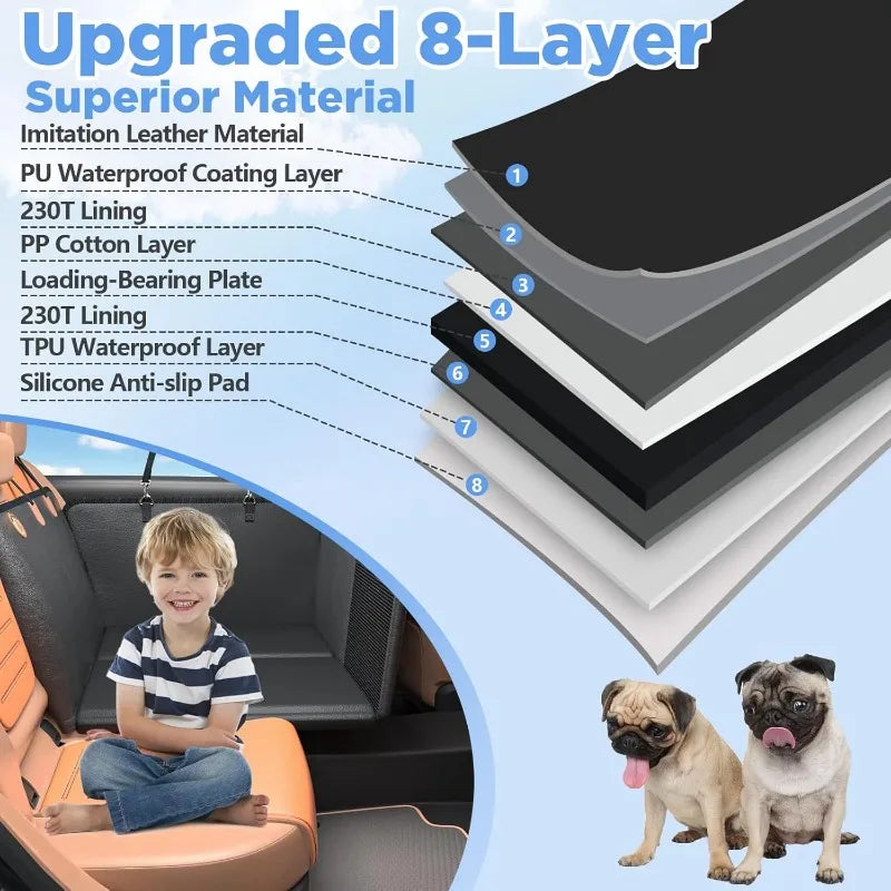 Back Seat Extender for Dogs, Waterproof Dog Car Seat Cover for Back Seat with Hard Bottom, 2025 Upgraded Material, Anti Scratch,