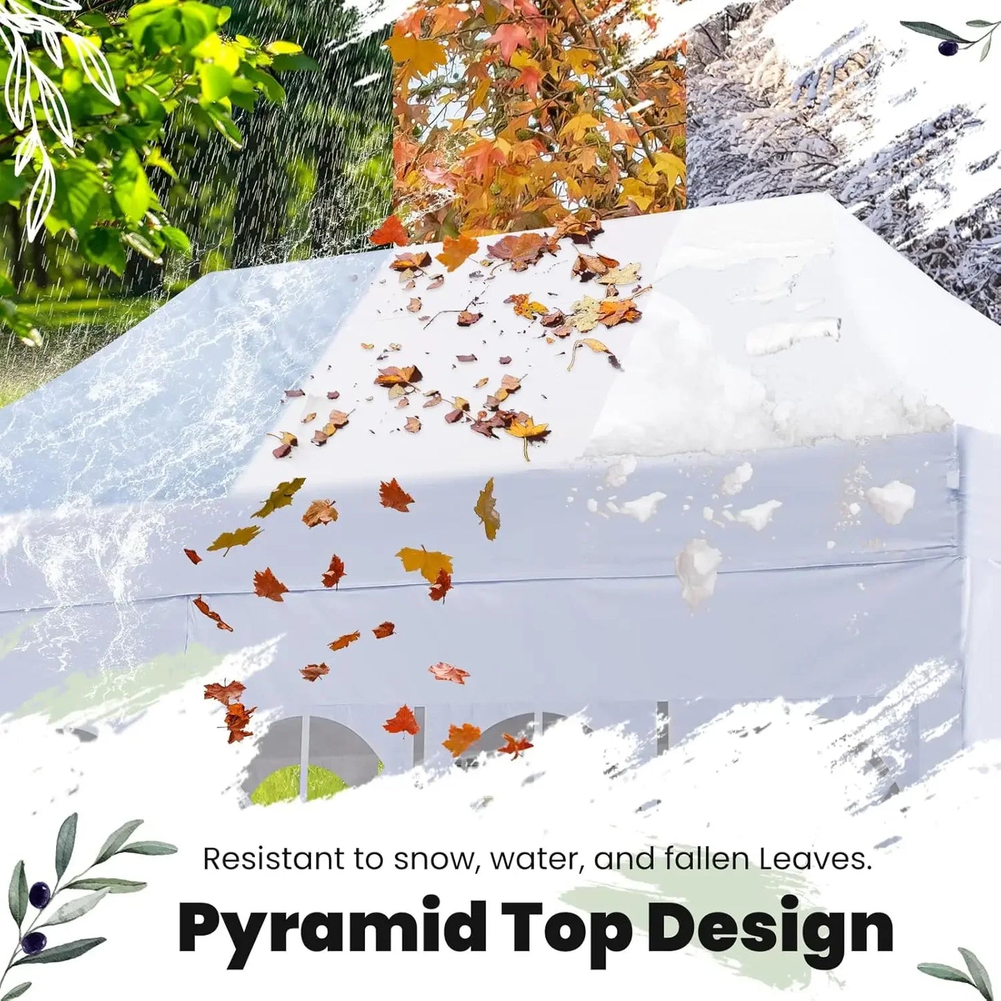 10x20 Pop up Canopy with Sidewalls, Heavy Duty Enclosed Instant Canopy Tents for Parties, Higher Top to Speed up Water, White