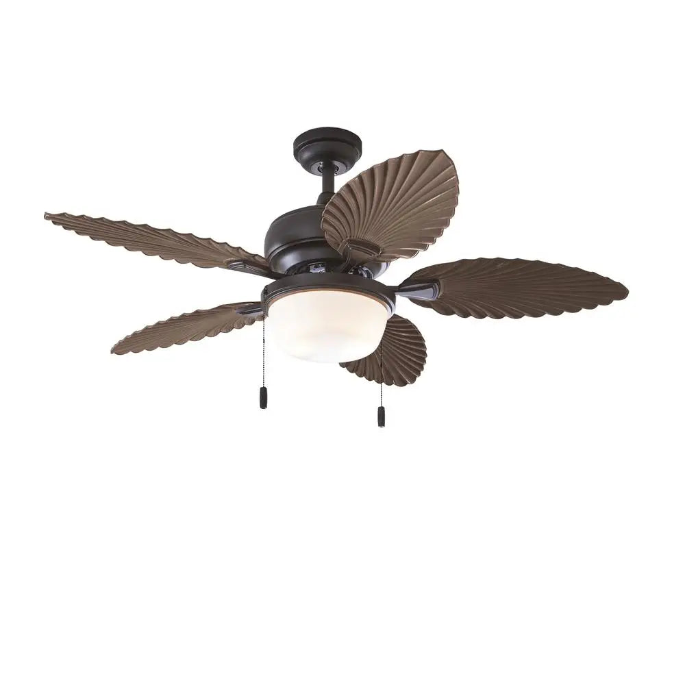 52 Inch Industrial Ceiling Fan with 5 Leaf Blades LED Light Quiet Performance Indoor Outdoor Use Reversible Airflow Adjustable