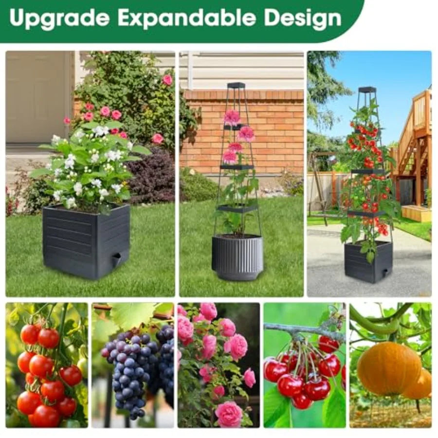 4Pack Raised Garden Bed Planter Boxes with Trellis 57" Self-Watering Tomato Planter Boxes with Trellis for Climbing Vegetable a