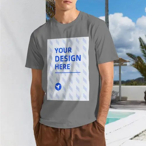 Custom T-Shirt (Text Name or Picture), 100% Cotton 180g Men's Pure Cotton Round Neck Short Sleeved T-shirt for Home Travel Sport